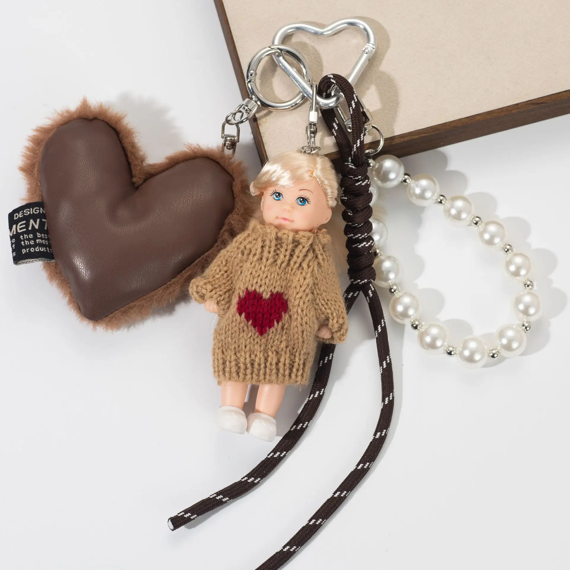 Ins Korean Version Sweet Cute Face Princess Doll Keychain Exquisite Love Accessories Backpack Decor Pendant Keychain Gifts