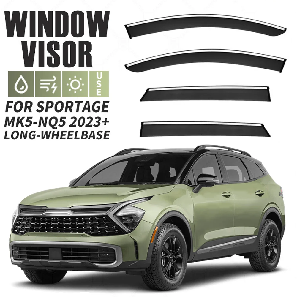 

Chrome Strips Rain Guards for Kia Sportage 2022-2023 Long Wheelbase Window Visor Wind Deflectors Door Visor Vent Shade Ventvisor