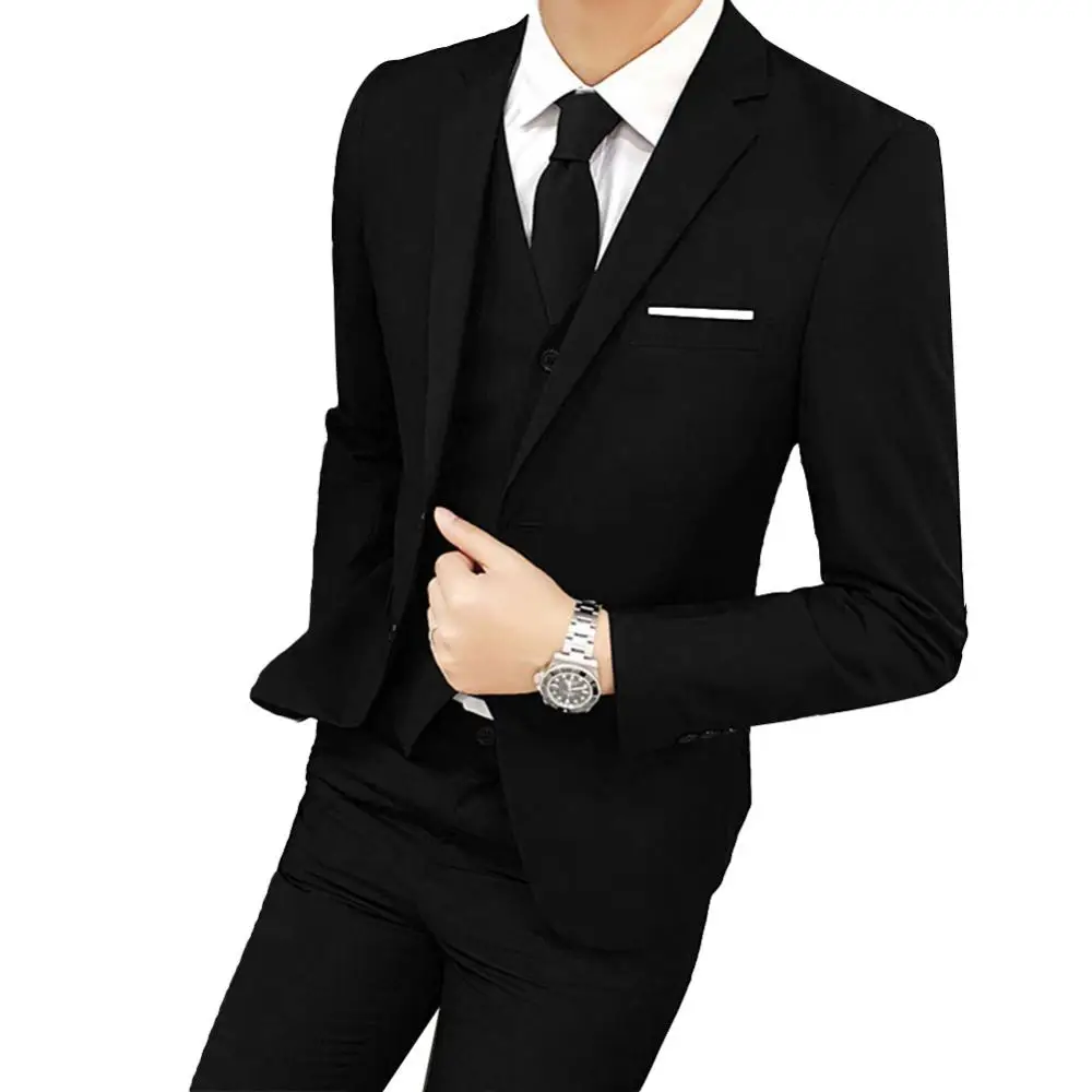 Men Blazer Three-piece Set Plus Wedding Business Men Formal Suit Vest Blazer Pants Set Temperament Slim Fit Suits Blazer + Pants