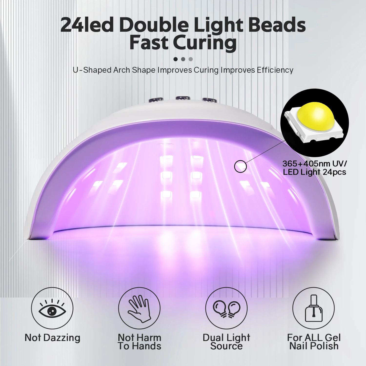 Lampada per unghie a LED UV da 72W 24LED asciuga unghie professionale con 3 impostazioni del Timer sensore automatico per la casa e il salone a