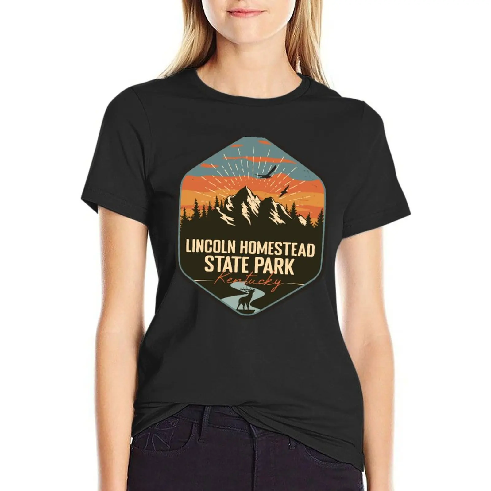 Lincoln Homestead State Park Kentucky - KY Retro Souvenir Badge T-Shirt customs Female clothing blacks t shirt Women