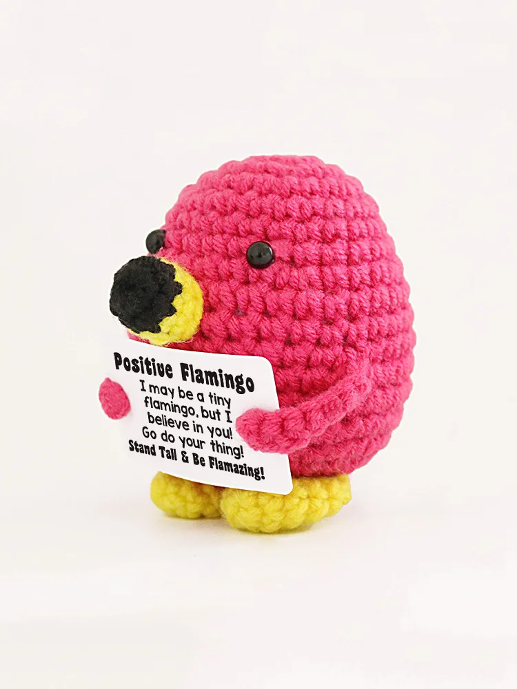 Funny Crochet Positive Emotional Support Flamingo Doll Home Room Decoration Handmade Knitted Flamingo Ornament Christmas Gift