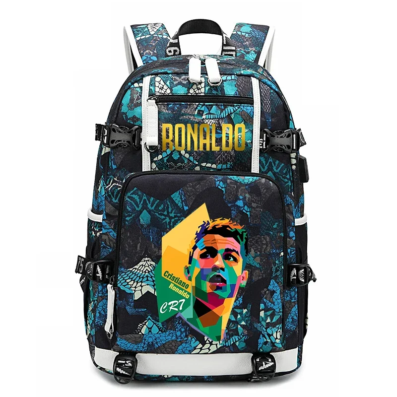 Ronaldo head print children's schoolbags youth backpacks outdoor travel bags suitable for boys and girls