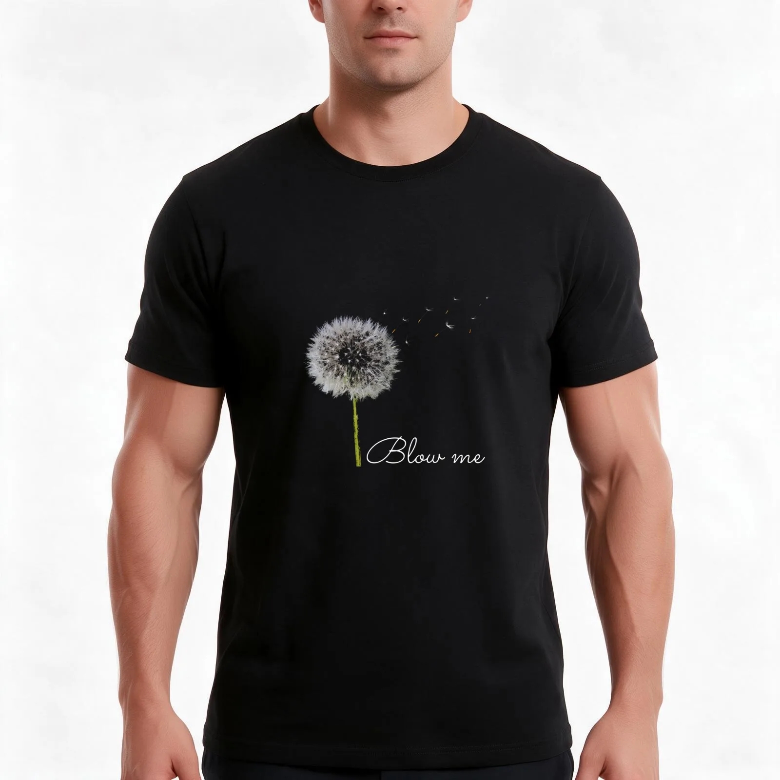 Blow Me Dandelion Funny T-Shirt, Summer Casual Cotton Tee, Oversized Streetwear Tops, Vintage Graphic Print, Unisex Men Women