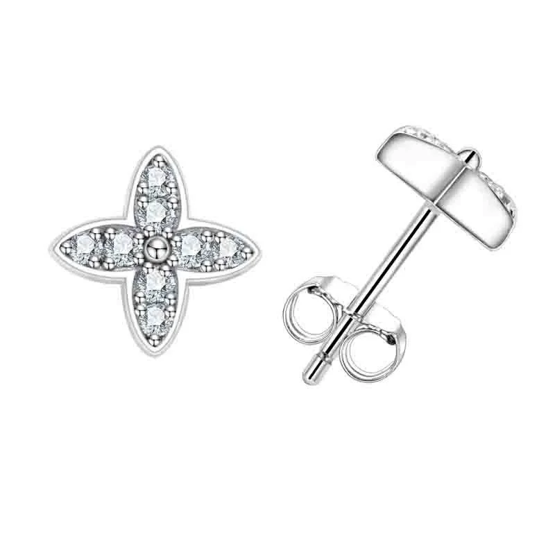 

ZFSILVER модные модные классические серьги из серебра 925 пробы с муассанитом D, дизайн клевера, очаровательные женские аксессуары, ювелирные изделия, подарок SES-014