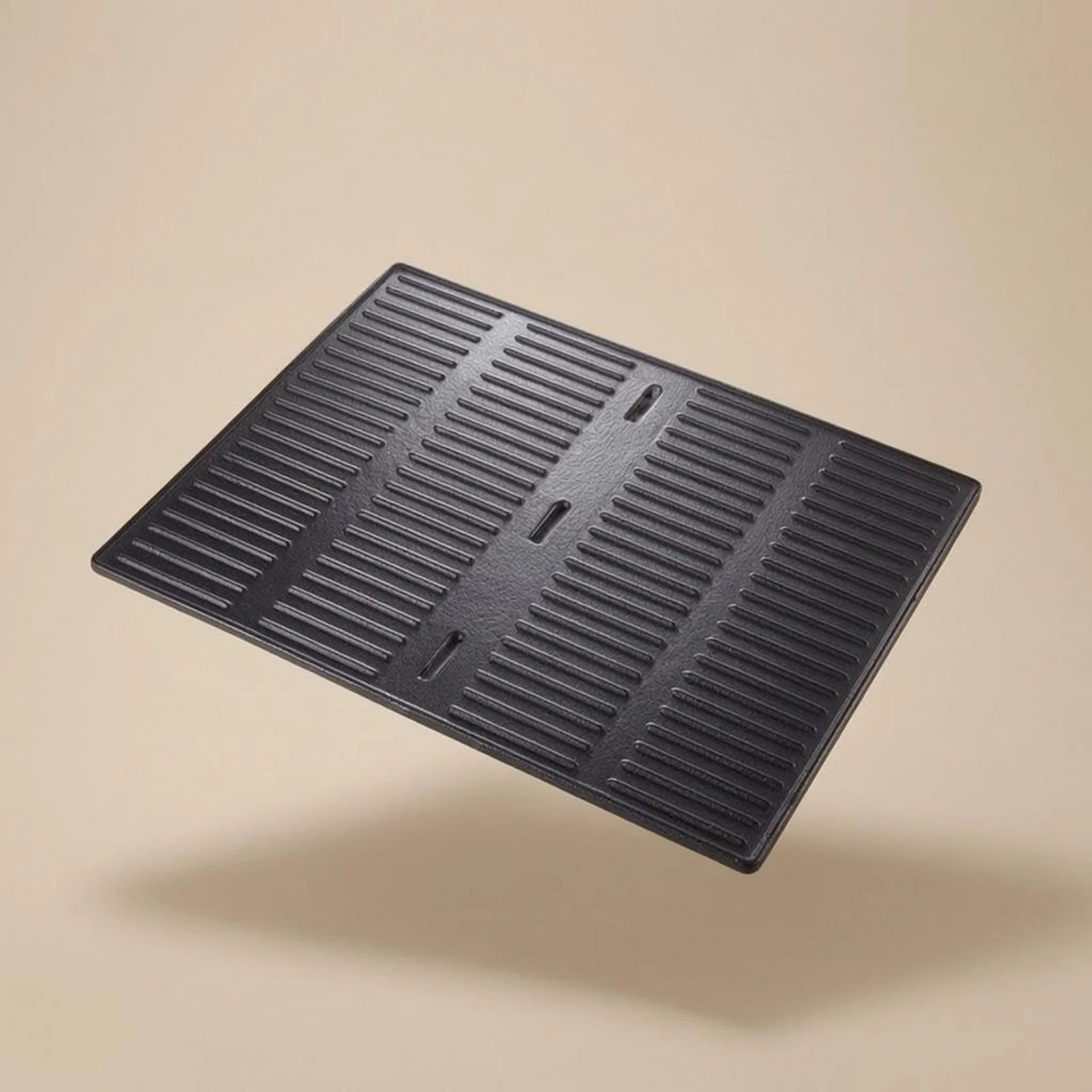 Cast Iron Grill Plate Raised Ridges Ribbed Grill Plate Cookware Rectangular Cooking Gear Slim Design for Barbecue view 3
