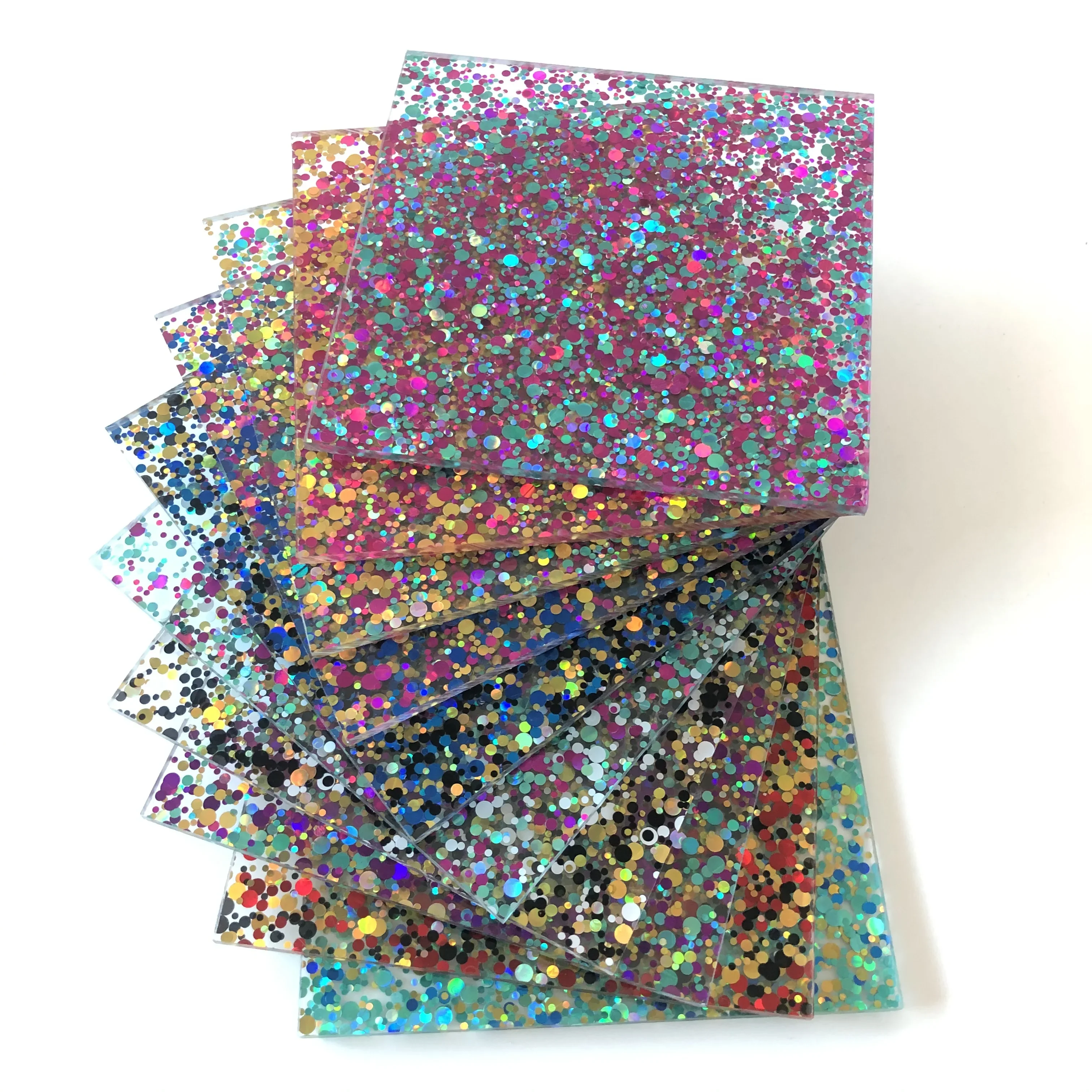 Sparkle Sequin Acrylic Plexiglass Panel, 3mm PMMA Thick Plate, 10 Colors for Jewelry, Craft & DIY Decoration