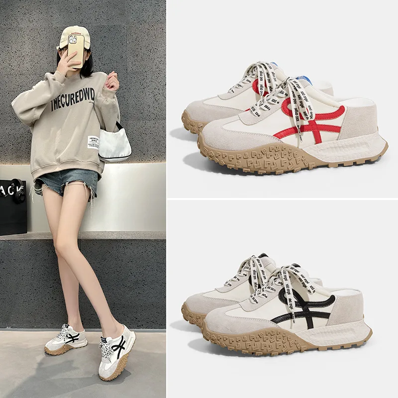 

Women's 7cm Height Increase Platform Mules Pigskin Upper Closed Toe Slip on Casual Trainers Summer 2026