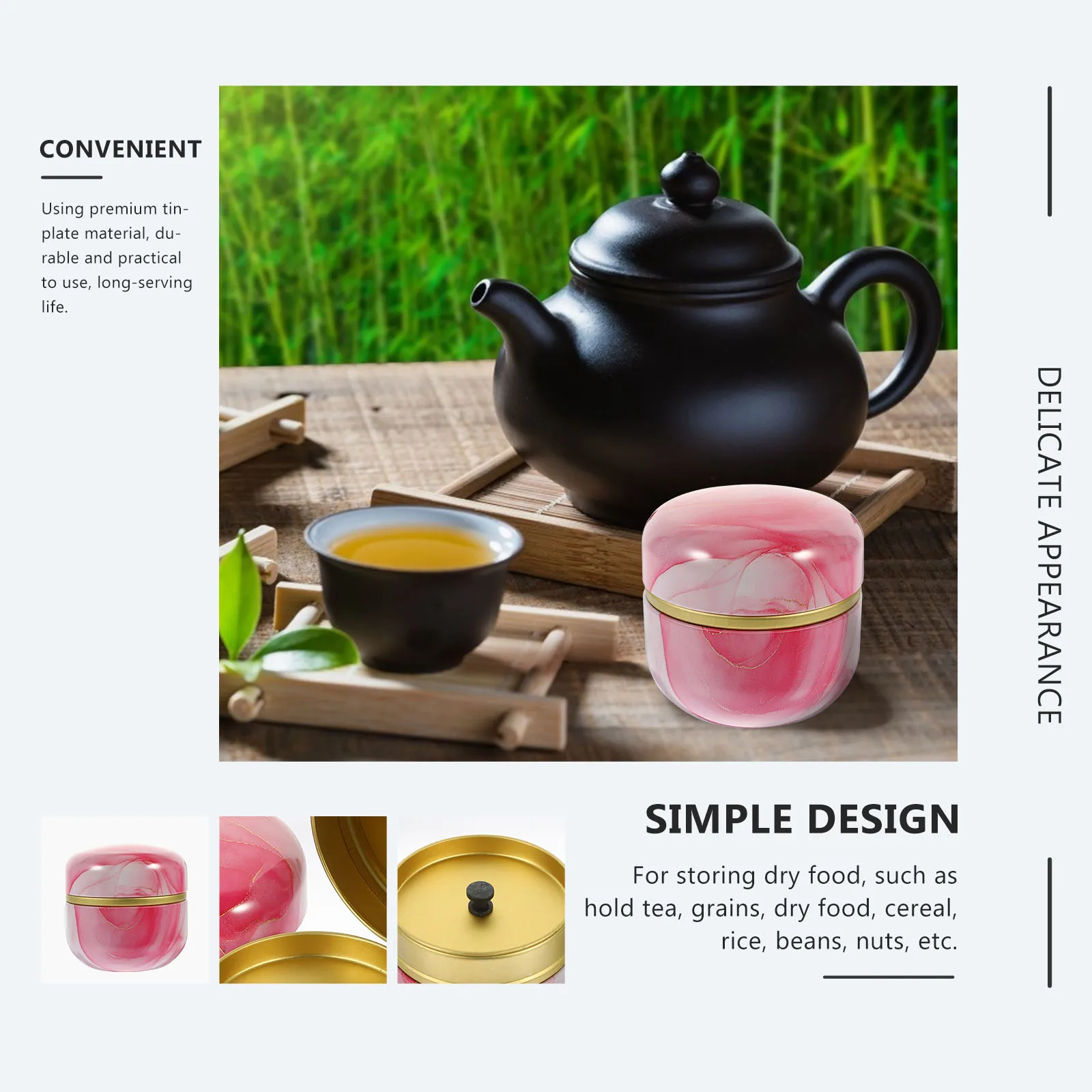 

Portable Mini Tinplate Jar For Loose Powder Storage Decorative Flower Tea Canister Candies Cereal Beans Rice Container