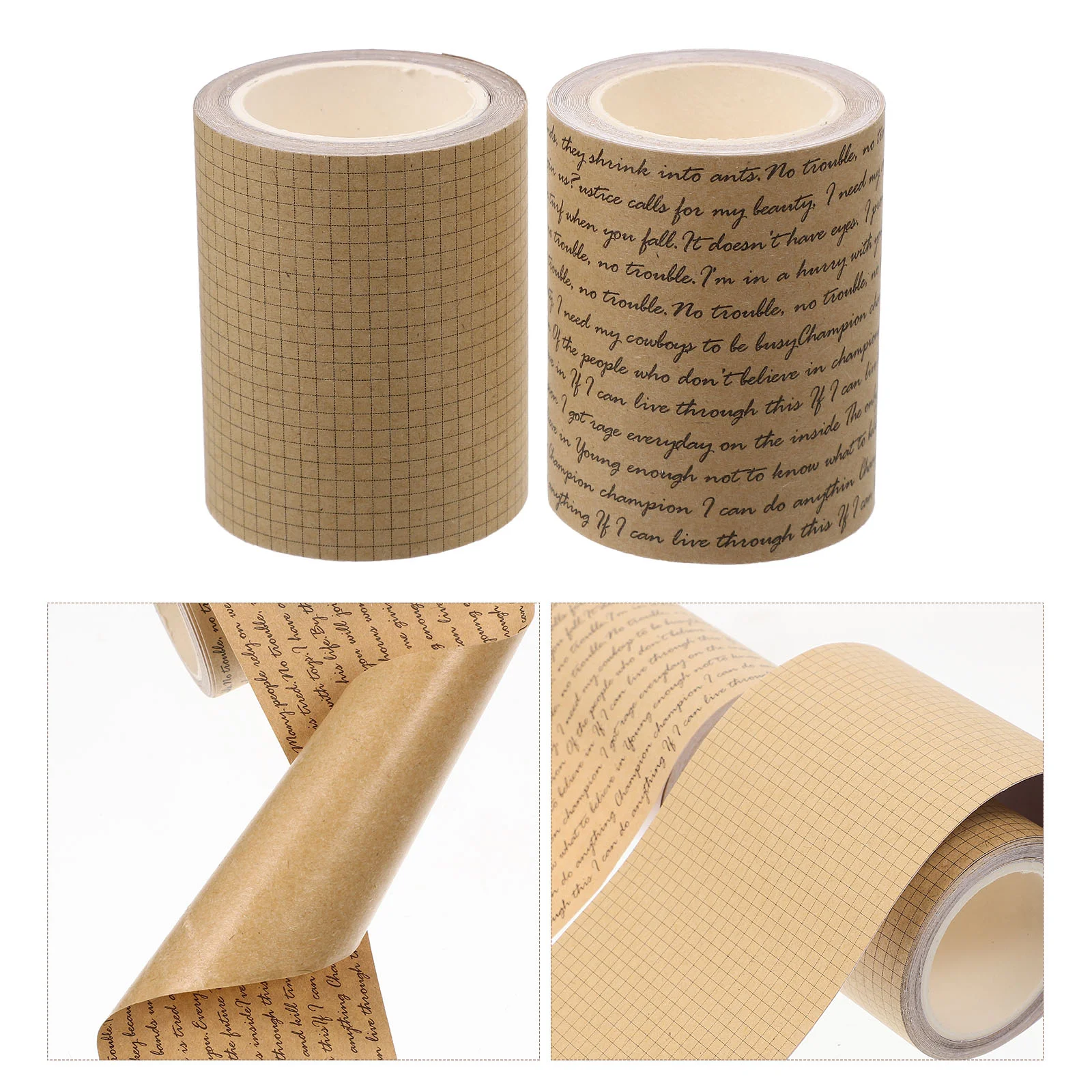 2 Rolls 60mm x 3m Vintage Kraft Paper Tape Crafts Decorative Adhesive Stickers Journal Planner Supplies Reusable Tearable