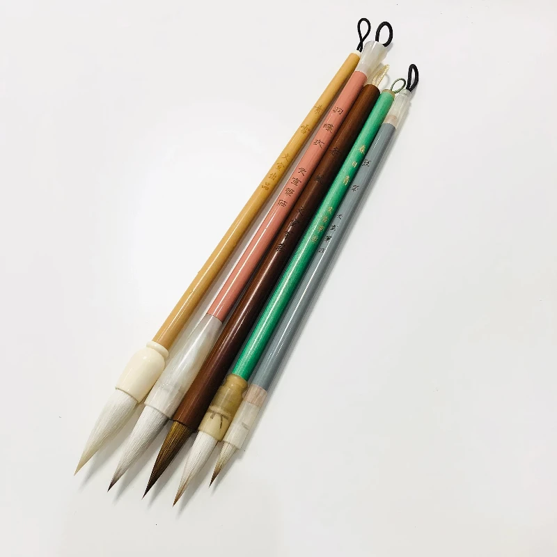 Regular Script Calligraphy Brush Set Peony Flower Bird Landscape Chinese Painting Brushes Clerical Script Practice Brush Pen