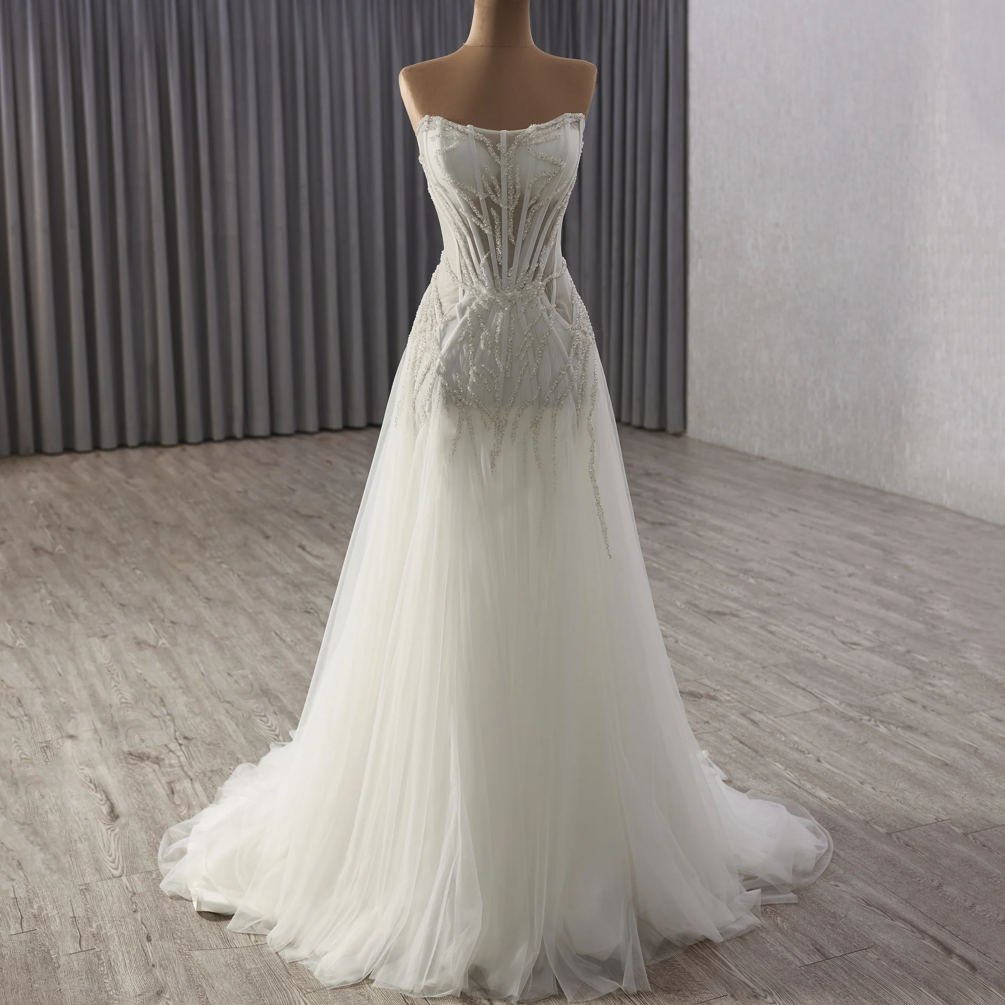 โรซี่เมย์-ชุดแต่งงานทรงเอประดับลูกปัดและเลื่อมสุดเซ็กซี่ ชุดเจ้าหญิงผ้าซีทรูสำหรับเจ้าสาวที่สง่างาม ชุดเดรสผู้หญิงตามเทรนด์