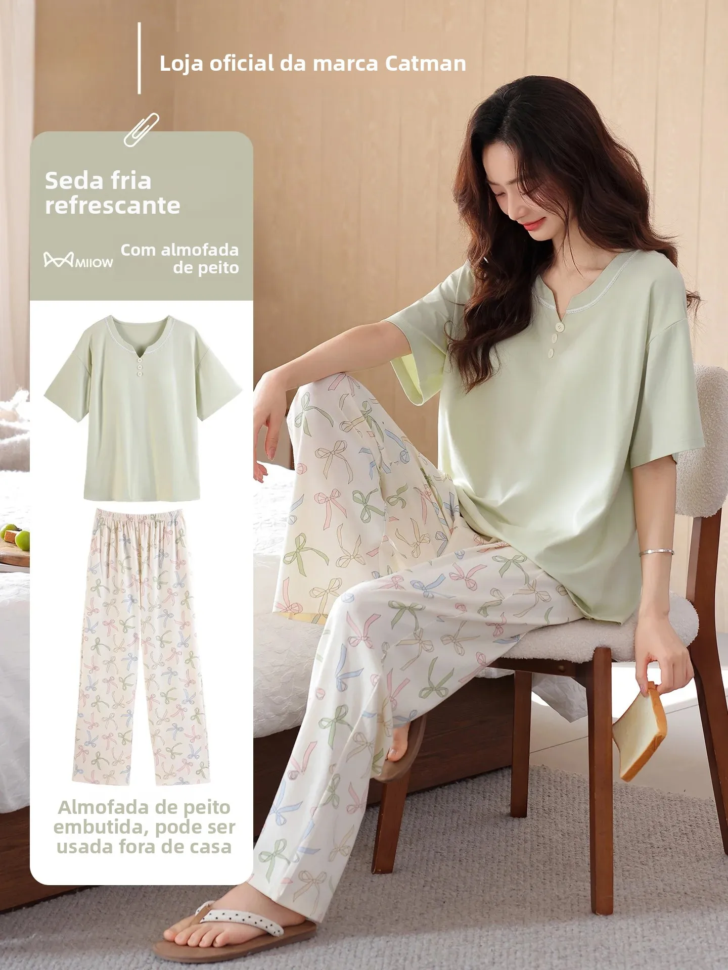 women's-ice-silk-sleepwear-short-sleeve-thin-home-clothes-set-with-chest-pad-summer-new-arrival-breathable-comfortable-loose-fit