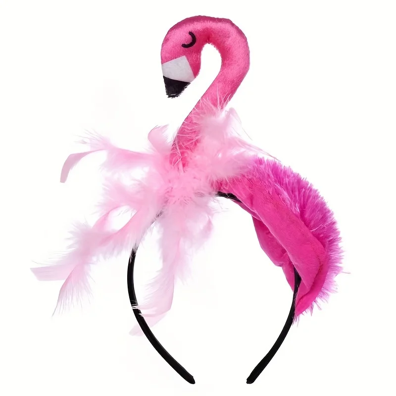 1pcsFlamingo HeadbandwithFeathers,Ideal for Valentine'S Day,Birthdays,Tropical Beach Parties,Carnival,Christmas & Cosplay Events