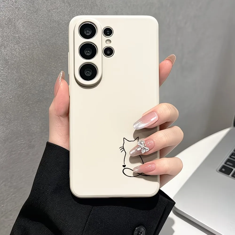 Minimalis Line Art Cat Sketch Pattern Phone Case For Samsung Galaxy A73 A72 A71 A70 A56 A55 A54 A53 A52 A51 Matte AntiSlip Cover - view 6