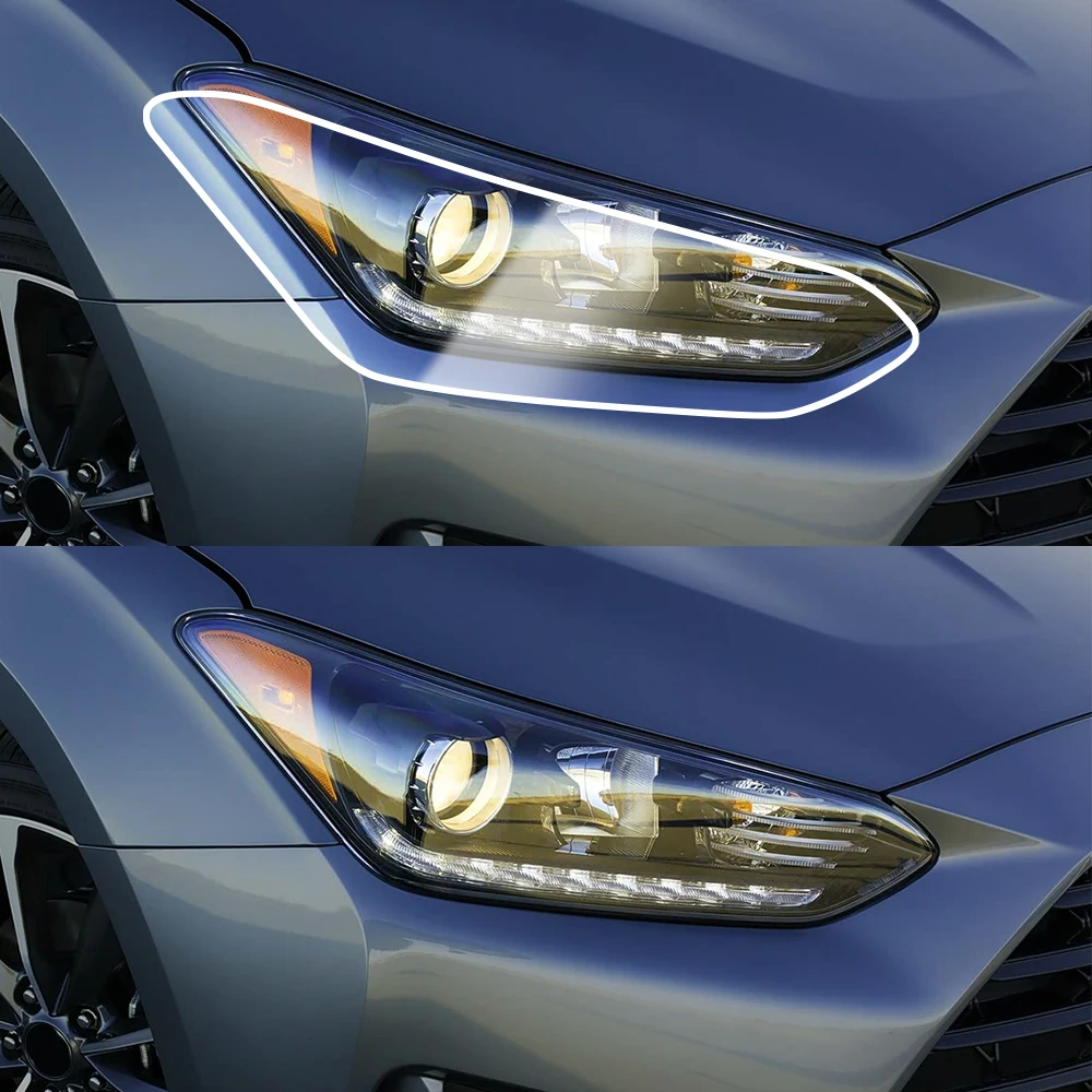 Vorgeschnittene TPU-Scheinwerfer-PPF für Hyundai Veloster JS 2018-2022, rauchschwarz, hochglänzend, kratzfeste Schutzfolie, Vinyl-Wrap-Kit