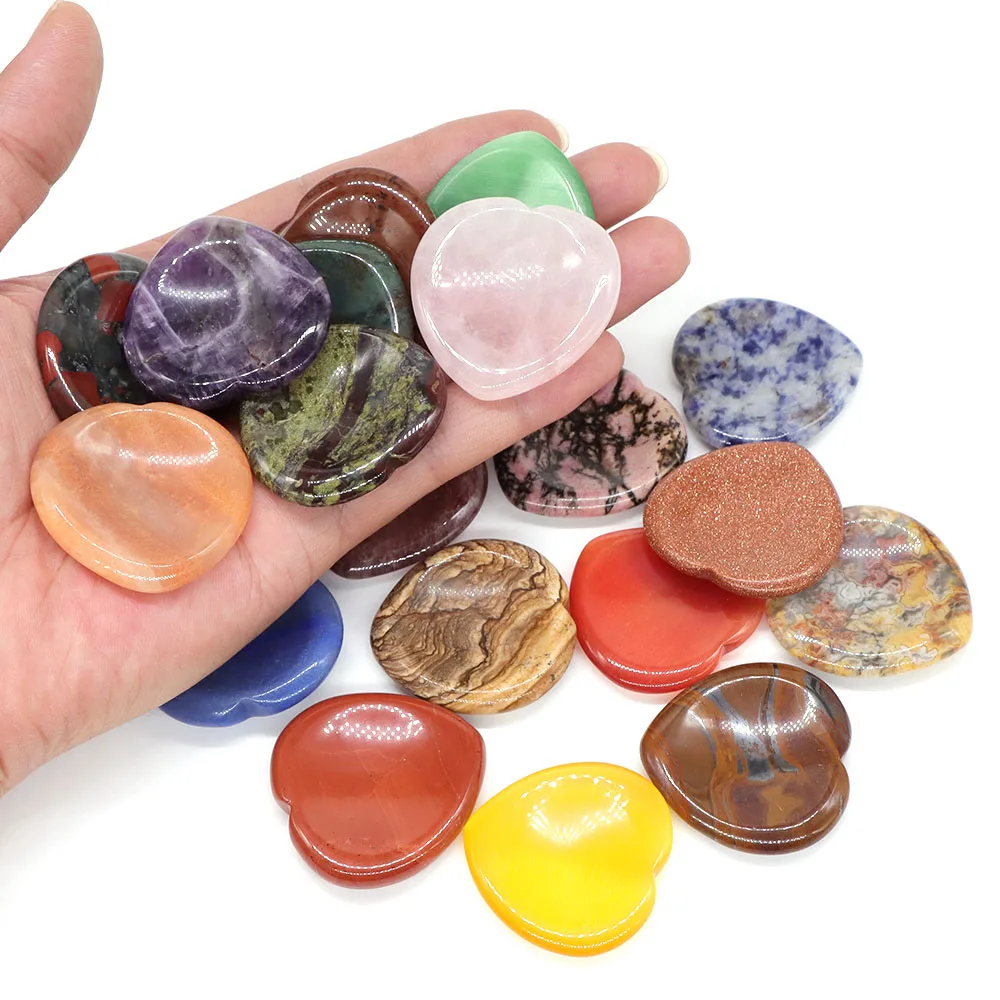 Piedras de preocupación cóncavas en forma de corazón de 40mm, gemas naturales, amatista, cristales energéticos, curación, meditación de bolsillo, masaje de dedos para la salud