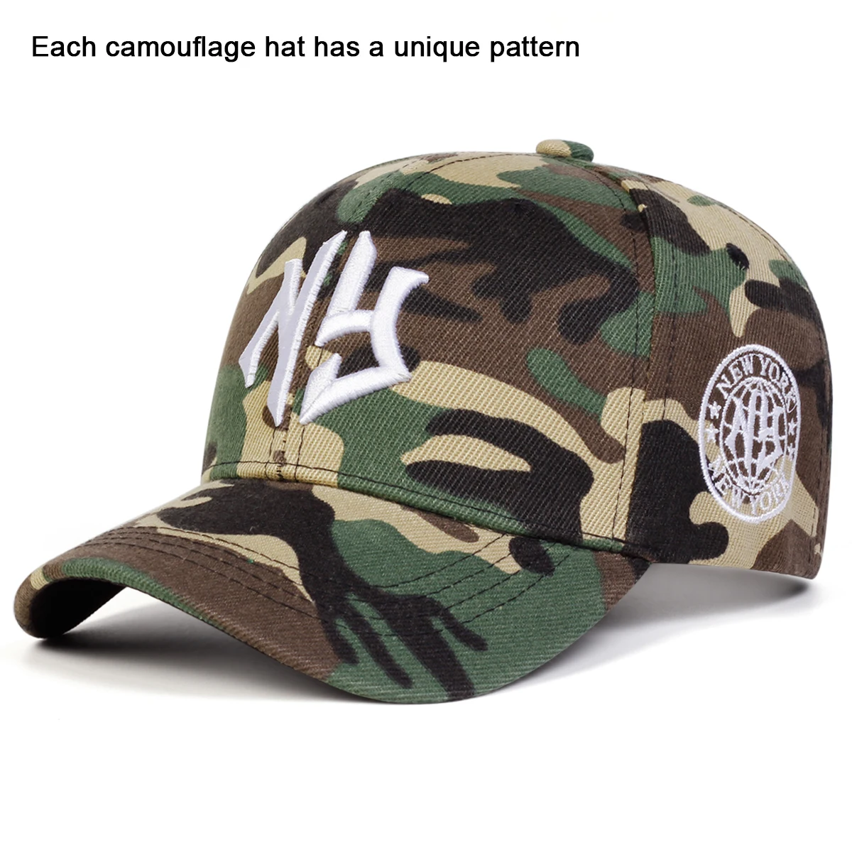 Unisex NY Brief Stickerei Camouflage Baseball Caps Frühling Herbst Outdoor Einstellbare Casual Hüte Sonnenschutz Hut Sport Kappe – Detail 4