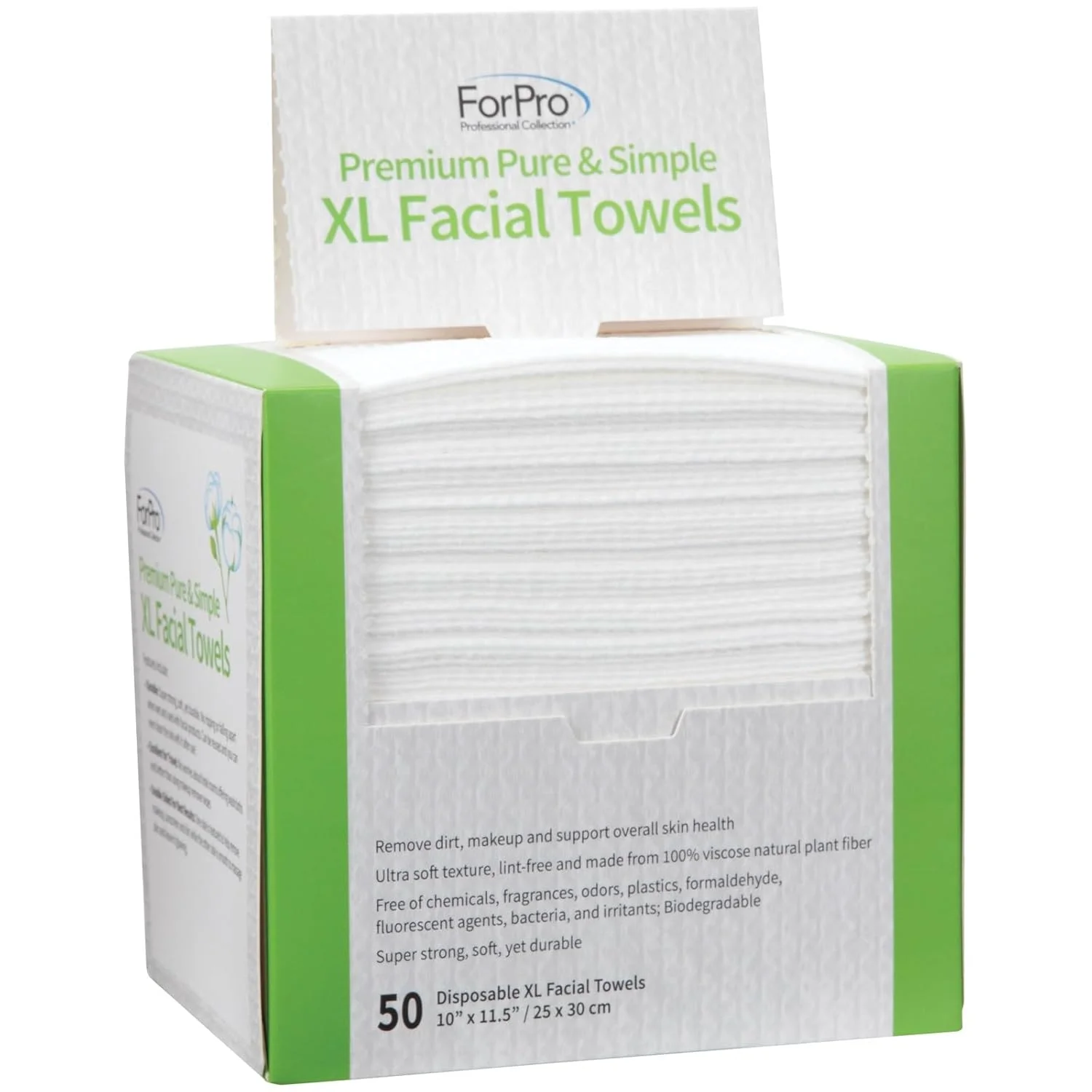 Extra Large Disposable Face Towels for Sensitive Skin, Soft Makeup Remover Wipes, Vegan Biodegradable Facial Cloths, 50 Count