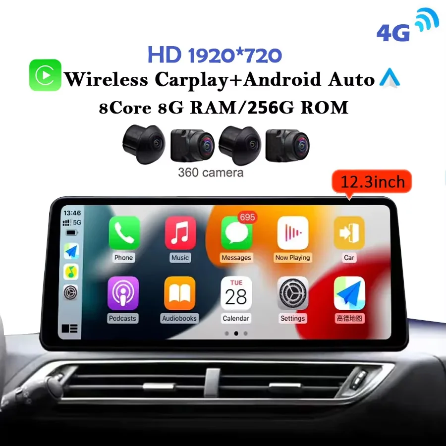 

QLED 1920*720 LTE Carplay Auto Android 14.0 8G + 256G Автомобильный DVD-плеер GPS WIFI Bluetooth Радио для Peugeot 4008 5008 3008 2016-2024