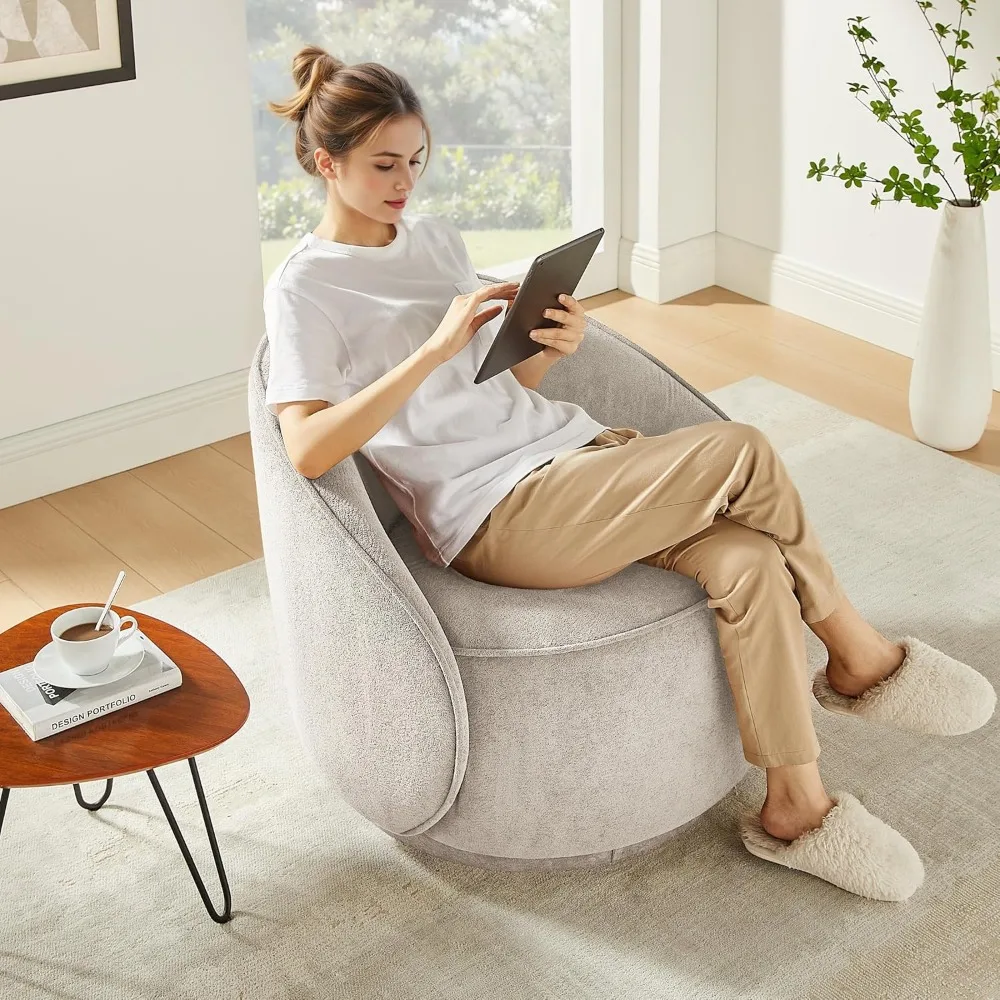 كرسي دوار، 360 درجة ° كرسي بذراعين دوار مريح من تيري، كرسي قراءة حديث لغرفة المعيشة، غرفة النوم، المكتب، الشرفة، #5