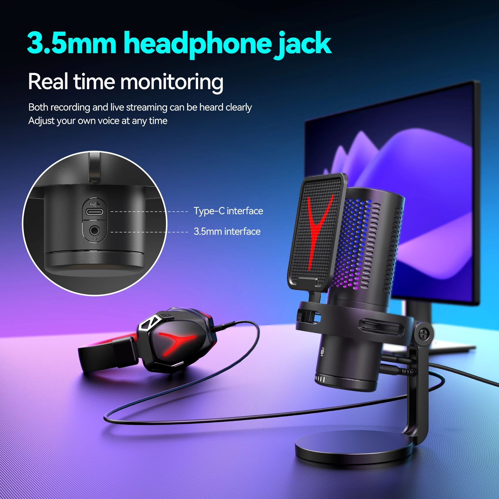 Professionelles Gaming-Mikrofon Mit Ständer, Rgb Usb-Kondensatormikrofon Für Pc, Laptop, Streaming, Podcast, Karaoke - Studioqualität C S41Ccc8Ac527F4D3F91Ed55F0Be64Ab0Cc