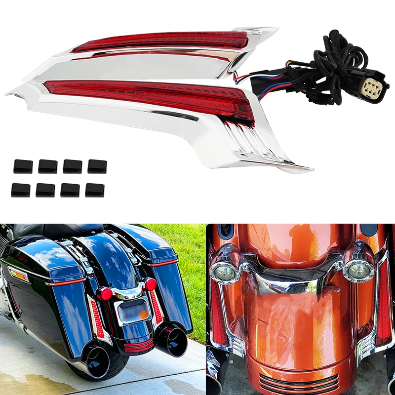

Motorcycle Rear Fender Led Side Lights Filler Panel Turn Signal Brake Lamp For Harley Touring Road King Street Glide 14-Up