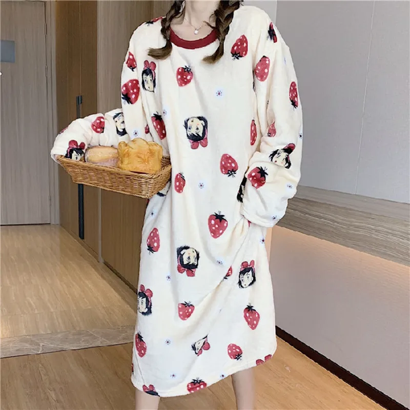 Maternity Winter Thickened Warm Pajamas Coral Velvet Robe Monthly Wearable Pregnant Women Clothing Cute Large Size Long-Sleeved