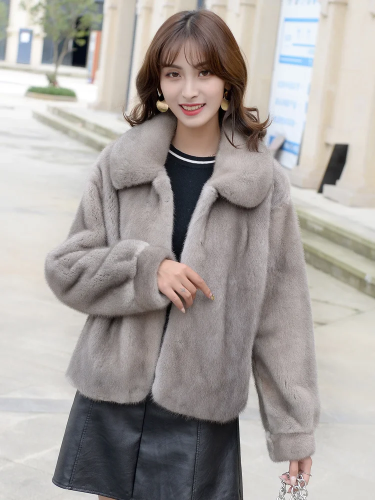 Mink fur coat whole real jacket short style 2023 women's clothing outerwear jacket coats winter new lapel