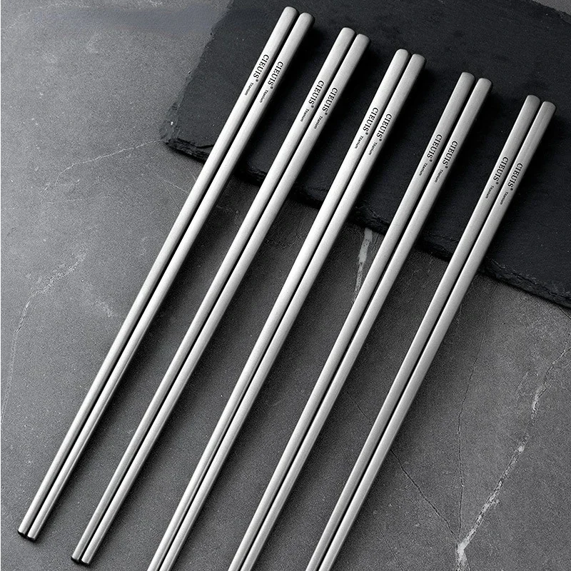 5 Pairs 99.6% Titanium Chopsticks Square Shape High Quality Durable Chopsticks Outdoor Lightweight Chopsticks