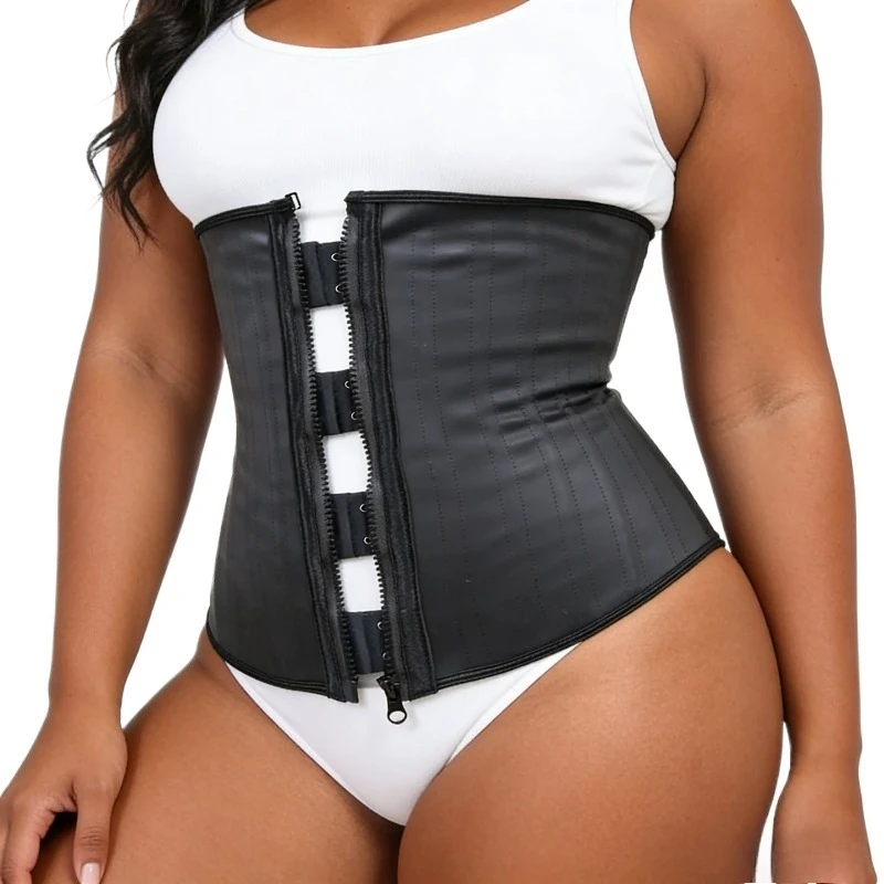 

25 стальных костей, женский тренажер для талии на молнии, Cincher Faja Colombiana, латексный формирователь тела, Reductora Cinturilla Modeladora Para Mujer