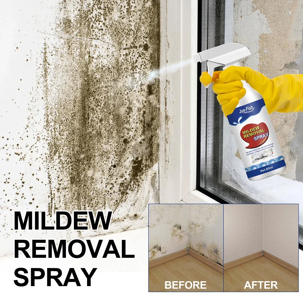 60ML Mildew Removal Spray Powerful Bathroom Mould Cleaner Remover Spray Multipurpose Cleaning Foam Spray for Wall Tiles Bathtubs