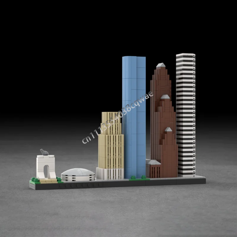 634PCS Houston Skyline City Skyscraper MOC Creative Street View Model Custom Puzzles DIY Assembly Building Blocks Popular Toy