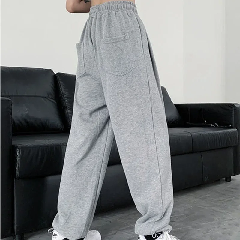 Gray Sports Pants Ladies 2023 New Fashion Ladies Sports Pants Training Summer White Loose Sports Straight Trousers Ladies Pants