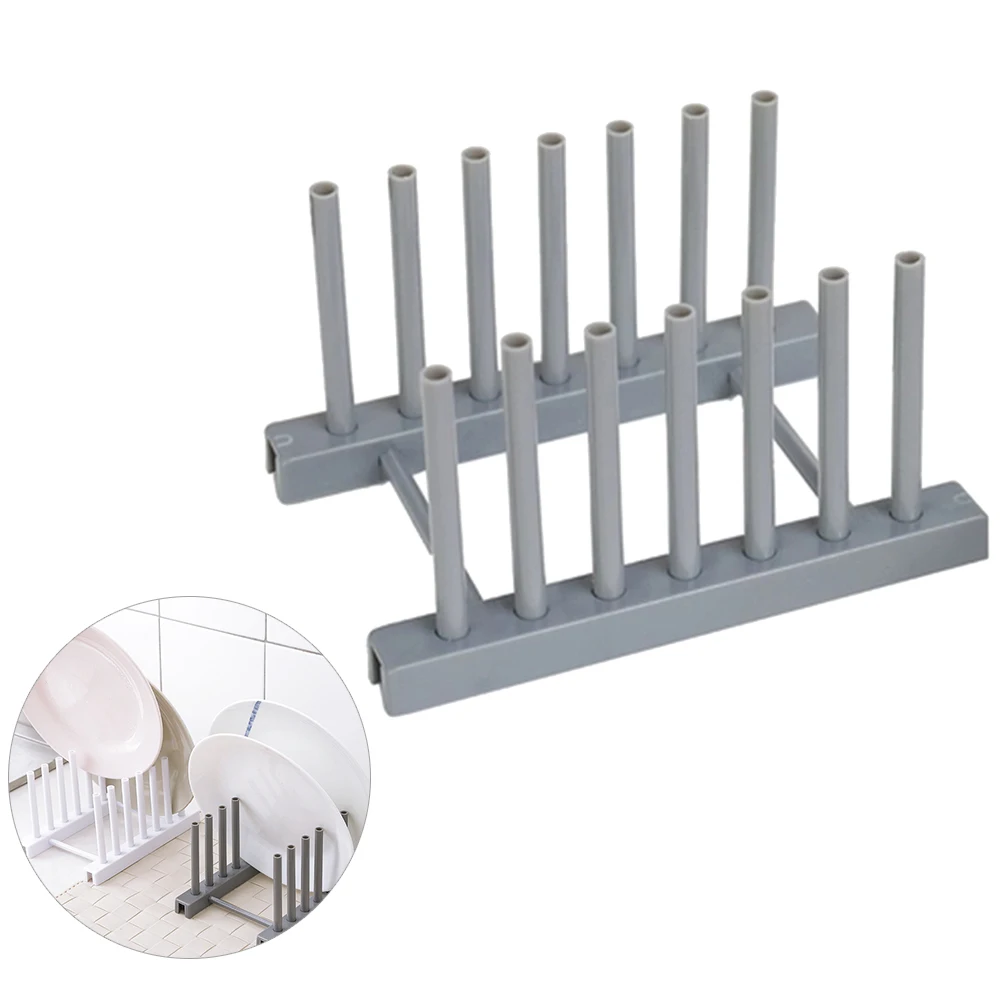 

Dish Rack Kitchen Storage Organizer Plate Cups Stand Grey Hold Pot Pan Lids Bowls Cutting Boards Space Saving Easy Clean