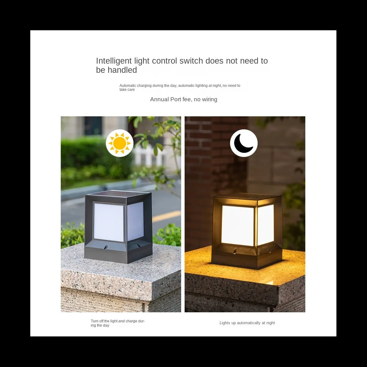 LED عمود الطاقة الشمسية المصباح بالطاقة الشمسية عمود مصباح في الهواء الطلق مقاوم للماء الجدار الخفيفة لحديقة المناظر الطبيعية في الفناء 15 سنتيمتر #5