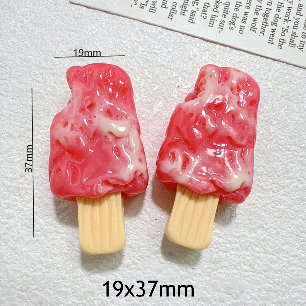5PCS Shiny 19x37mm Milk Popsicle Miniature Flat Back Resin Cabochons For Hairpin Scrapbooking DIY Home Decor Craft Accessories