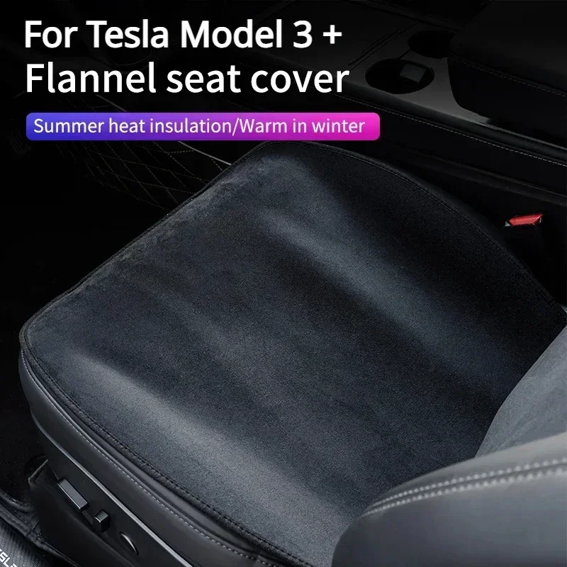 7PCS Seat Cover Cushion for Tesla Model 3/Y/3+ Highland 2024 Flannel Anti-dirty Seat Pad Mats Flocking Seat Covers Accessories