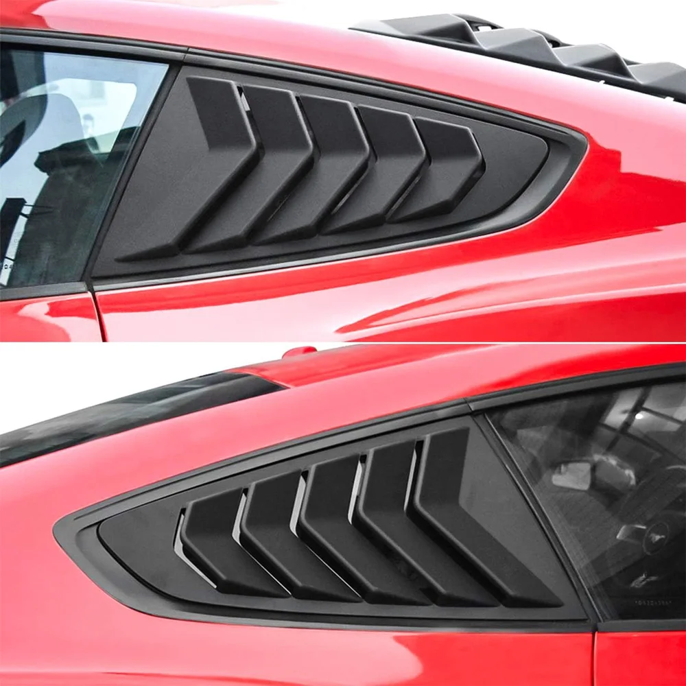 Side Window Louvers for Ford Mustang 2015-2023 Windshield Sun Shade Cover Vent GT Lambo Style Custom Fit All Weather ABS