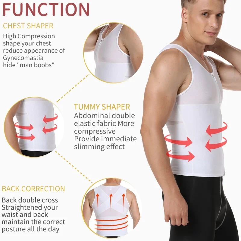 Mens Slimming Body Shaper Gynecomastia Compression Shirts Tummy Control Shapewear Chest Abs Slim Vest Waist Trainer Male Corset