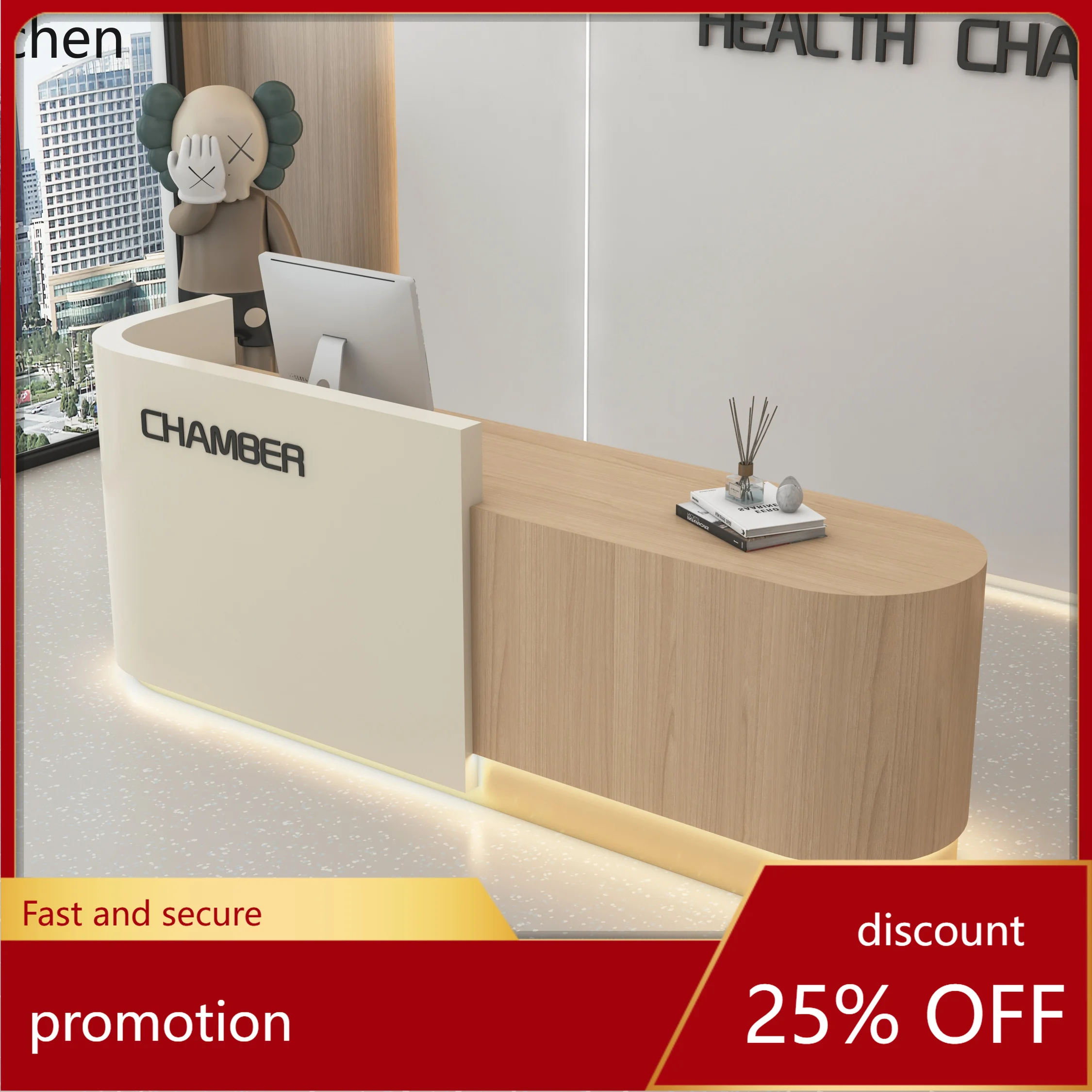 

ZMLCompany curved front desk Reception desk Clothing store Beauty salon Training institution Hair salon Light luxury