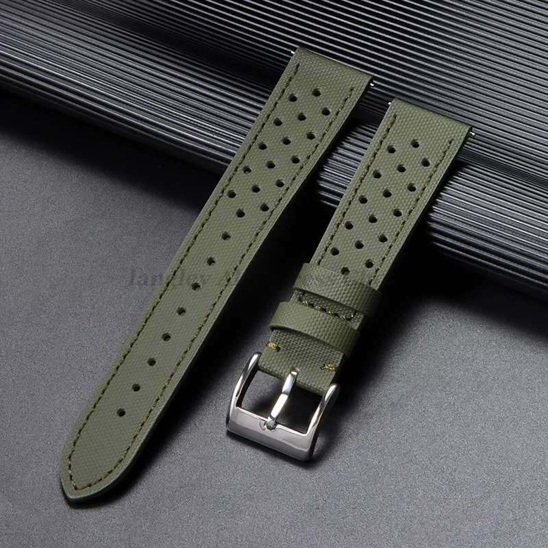Premium Sailcloth Watch Strap 18mm 20mm 22mm Rally Racing Watch Strap Quick Release Perforated Breathable Men's Sport Watchbands