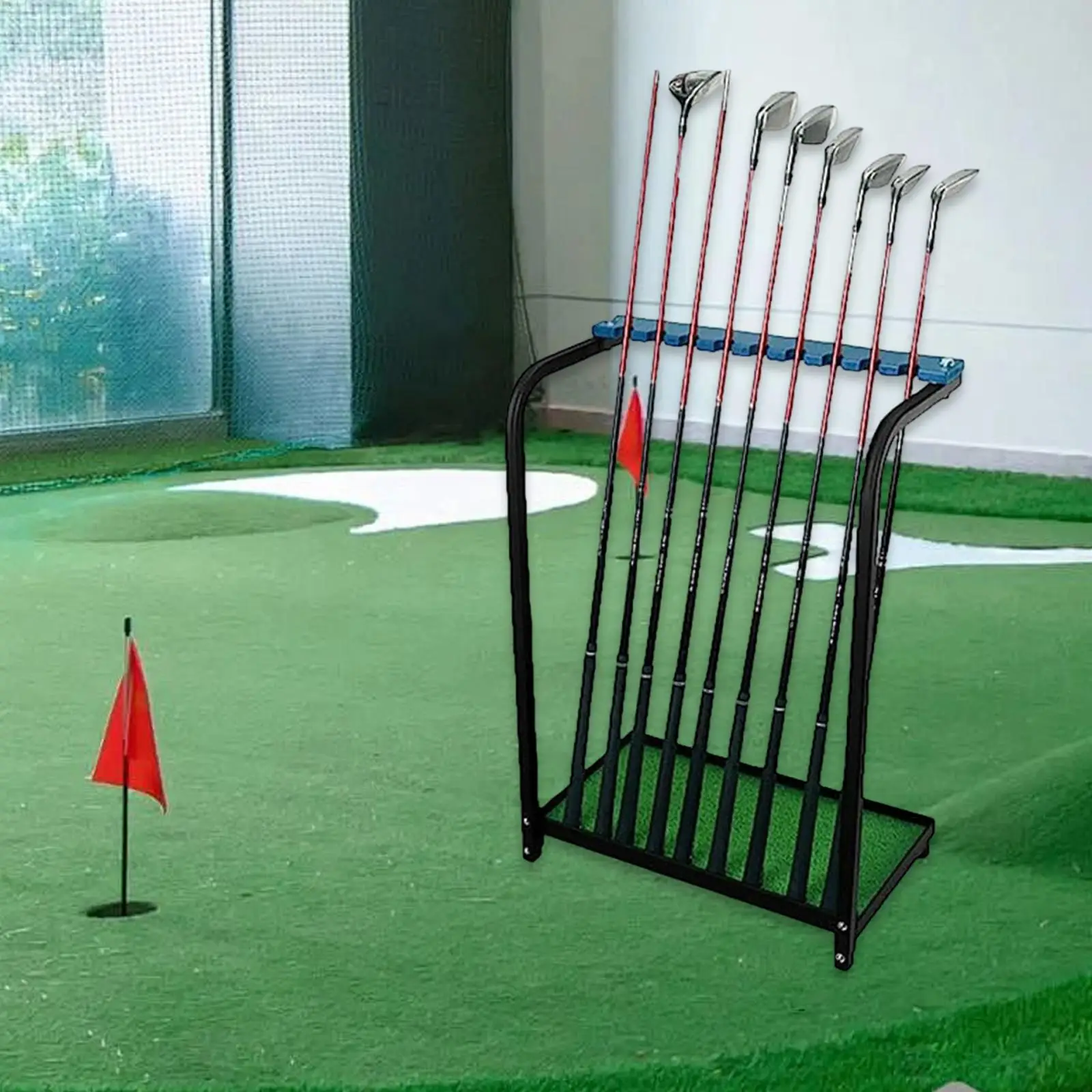 

Golf Putter Stand Holding 9 Club Floor Standing Steel Decorative Display Rack for Sports Outdoor Activities Player Garage