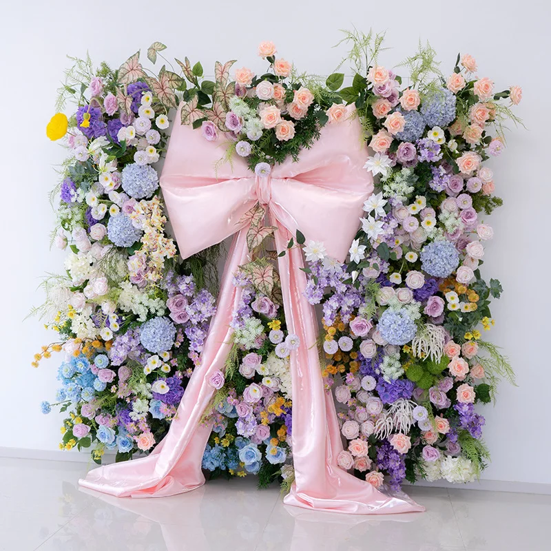 

Bow floral decoration, background wall hanging Internet celebrity wall photo clock in simulation