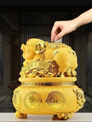 Treasure Bowl Ornament for Attracting Wealth and Gold Pig Piggy bank Gift for store opening Jucai Home Feng Shui Decoration