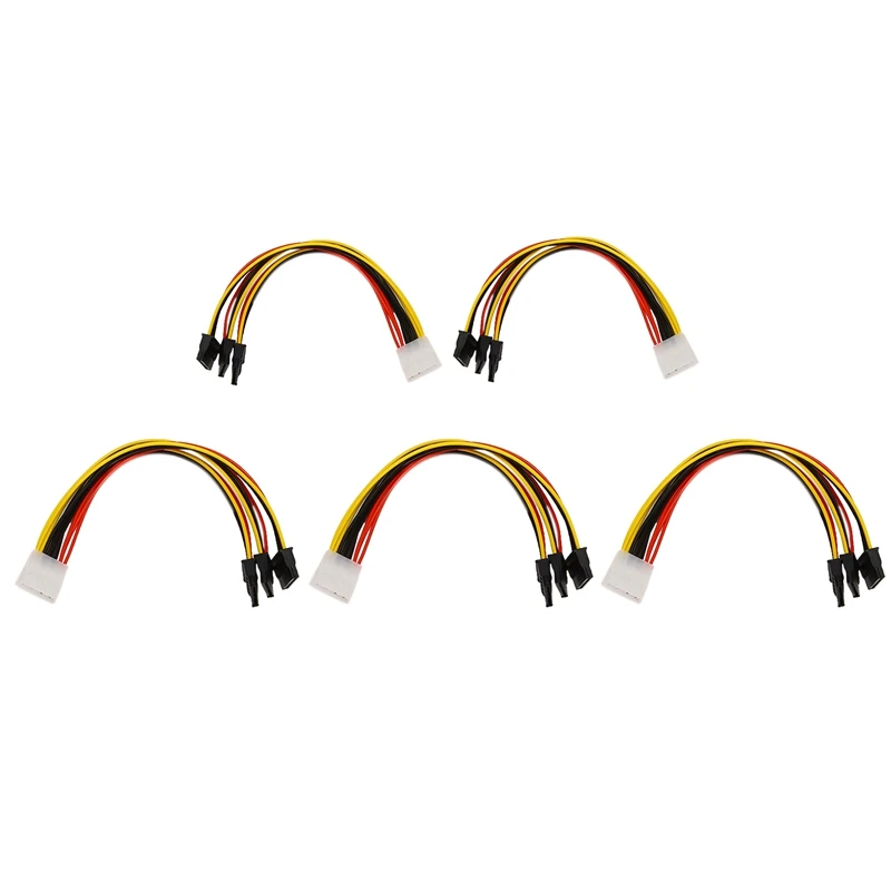 5PCS 4 Pin IDE Molex To 3 Serial ATA SATA Power Splitter Extension Cable Connectors Computer Connection And Plugin