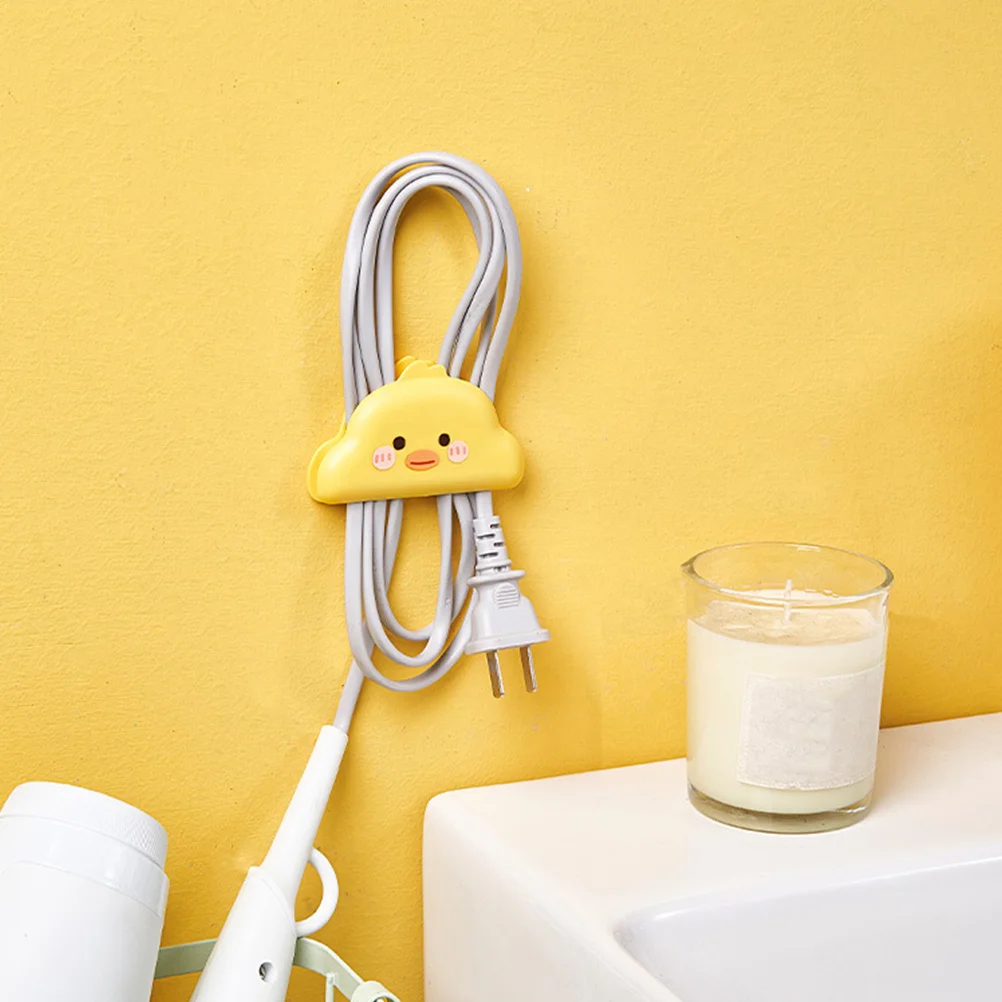 

4pcs Cable Winder Cartoon Duck Cord Organizer For Kitchen Appliances Adhesive Wire Management Holder Charging Cord Clip