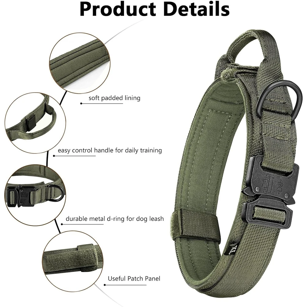 Dog Collar And Leash Set Adjustable Military Training Nylon Dog Collar Military Tactical Dog Collar Adjustable Dog Collar 1PC