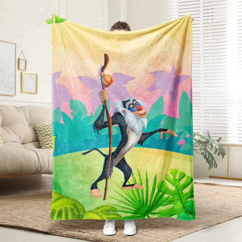 Manta con estampado del Rey León de Disney Rafiki, manta suave de felpa para sofá cama, manta cálida, regalo para niños y adultos, decoración del hogar de dibujos animados