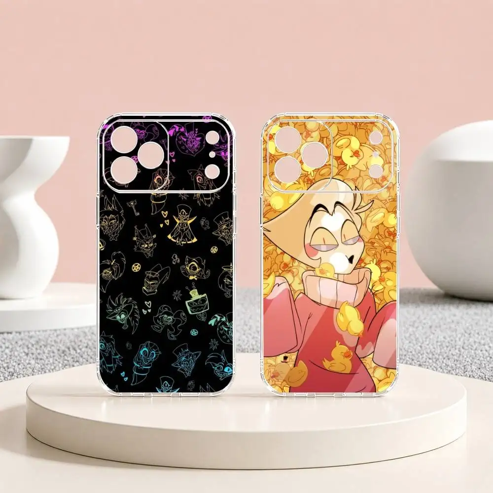 

Hot Cartoon H-Hazbin H-Hotel Phone Case For iPhone 17 16 15 14 13 12 11 Mini Pro Max Plus Transparent Cover
